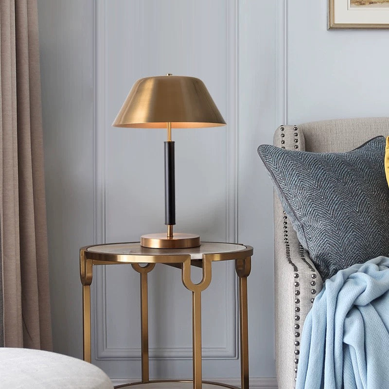 Modern Brass and Black Iron Table Lamp – Luxury Accent Light for Living Room or Bedroom - Lamps