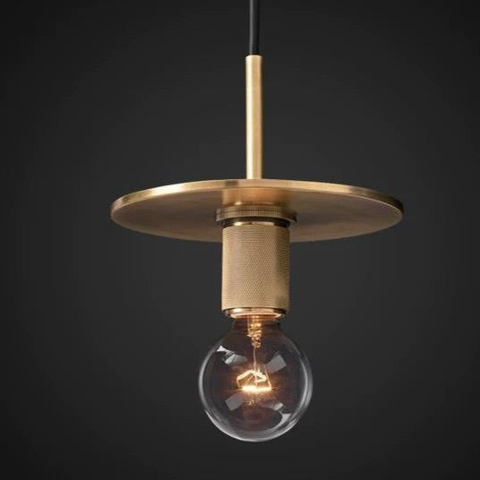 Modern Brass Disc Pendant Light – Minimalist Iron Ceiling Fixture for Dining Room or Kitchen - Lamps