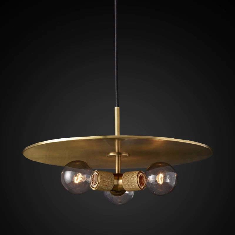 Modern Brass Disc Pendant Light – Minimalist Iron Ceiling Fixture for Dining Room or Kitchen - Lamps