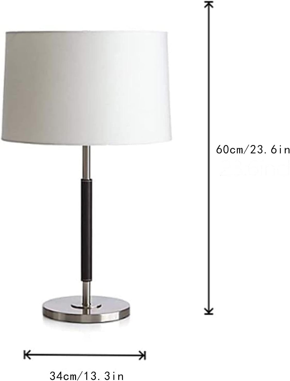 Modern Luxury Brass and Leather Table Lamp with Linen Drum Shade for Bedroom Living Room or Office - Lamps