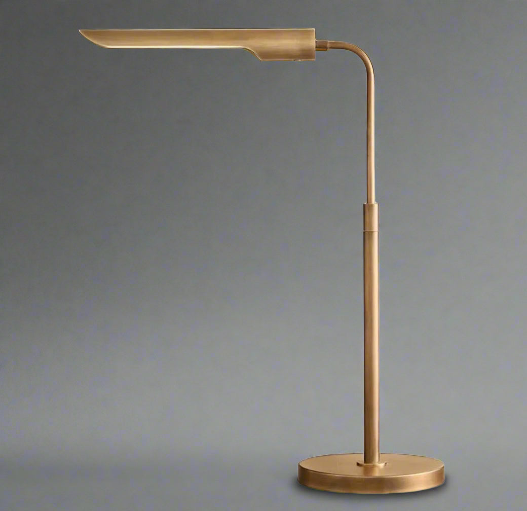 Brass Led Desk Lamp with Adjustable Arm – Modern Minimalist Task for Office Bedroom or Study - Table Lamps