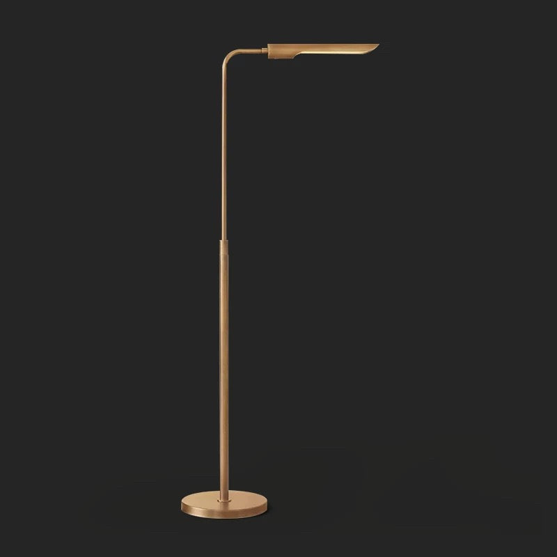 Mid-century Brass Led Floor Lamp for Office Bedroom or Living Room - Minimalist Floor Lamps