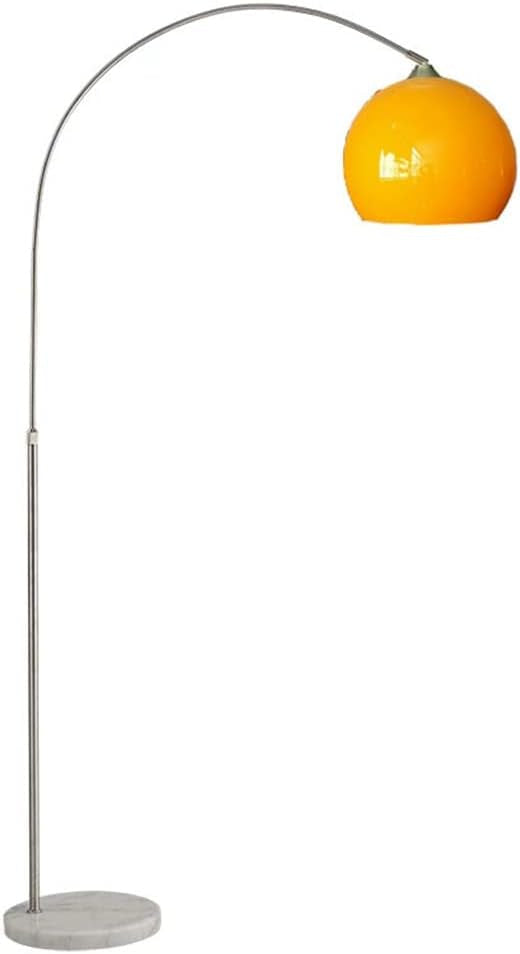 Arc Floor Lamp | Orange or White Glass Lampshade Silver Body Living Room Corner Lamps| - Lamps