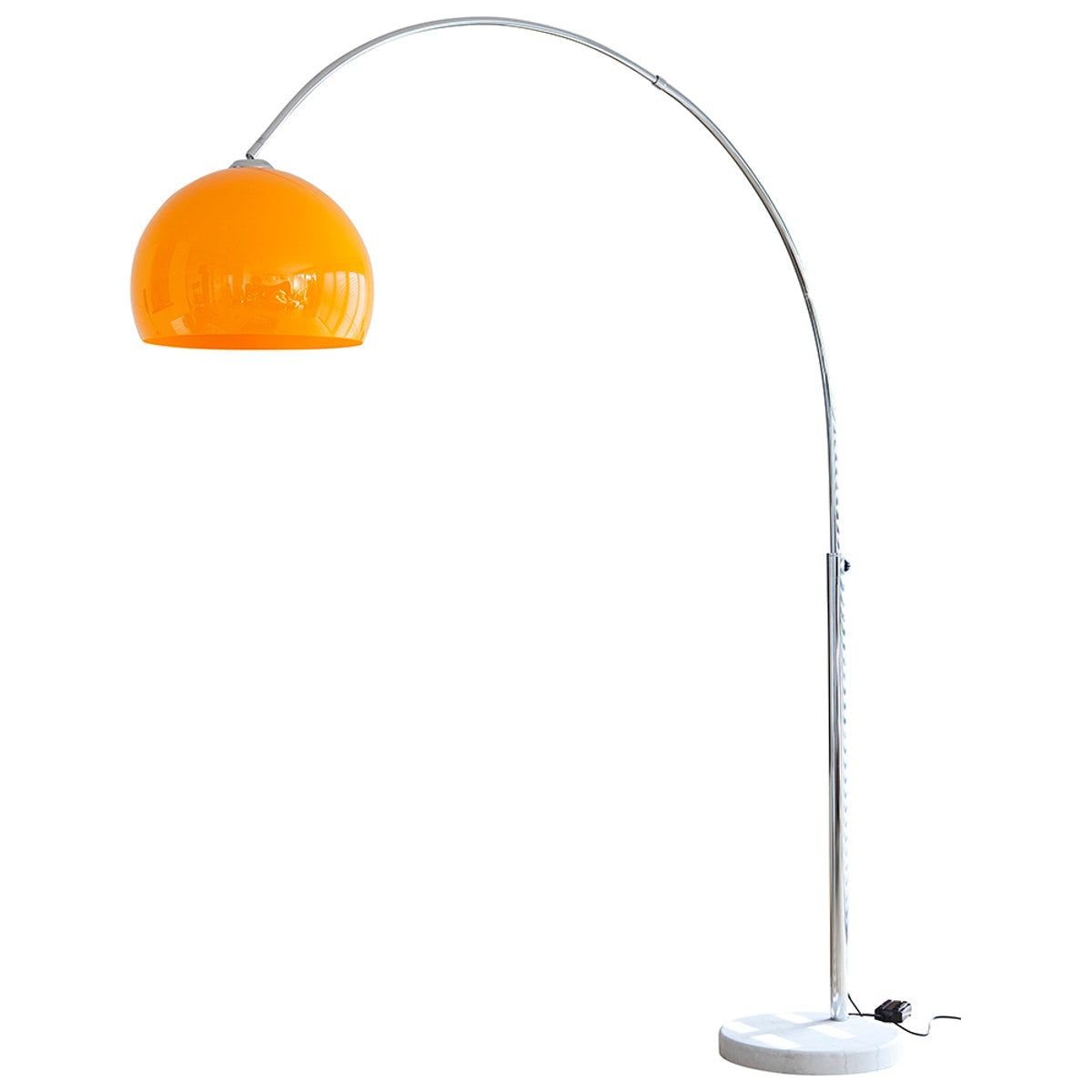 Arc Floor Lamp | Orange or White Glass Lampshade Silver Body Living Room Corner Lamps| - Lamps