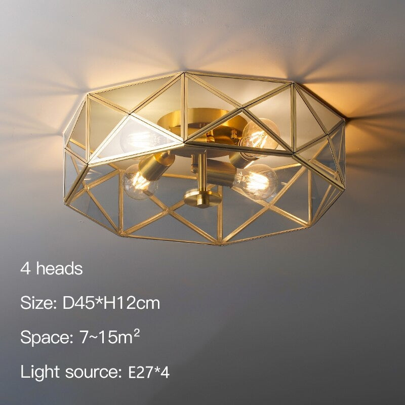 Copper 4-lights Flush Mount Ceiling Light Fixtures | Low Living Room Bedroom Dining - Mounts