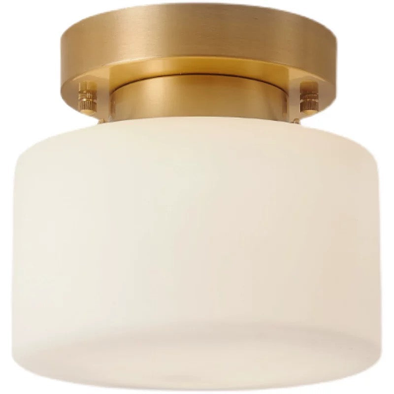 Modern Copper and Glass Flush Mount Ceiling Light – Compact Fixture for Low Ceilings - Mounts