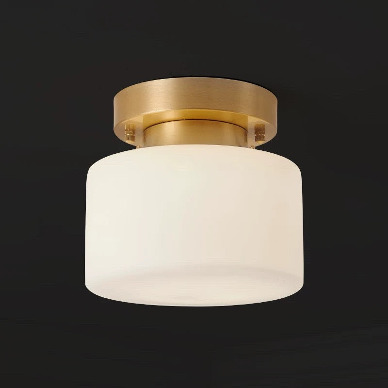 Modern Copper and Glass Flush Mount Ceiling Light – Compact Fixture for Low Ceilings - Mounts