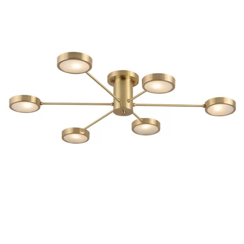 Modern Luxury Copper Semi-flush Mount Ceiling Light for Low Ceilings - Semi-flush Mounts