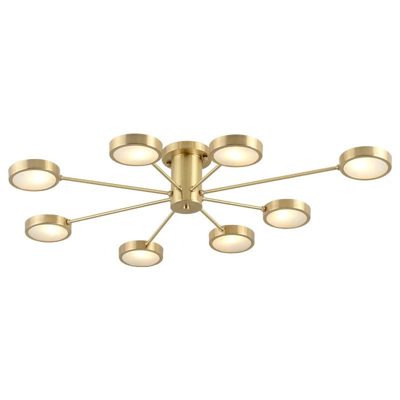 Modern Luxury Copper Semi-flush Mount Ceiling Light for Low Ceilings - Semi-flush Mounts