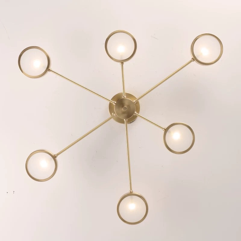 Modern Luxury Copper Semi-flush Mount Ceiling Light for Low Ceilings - Semi-flush Mounts