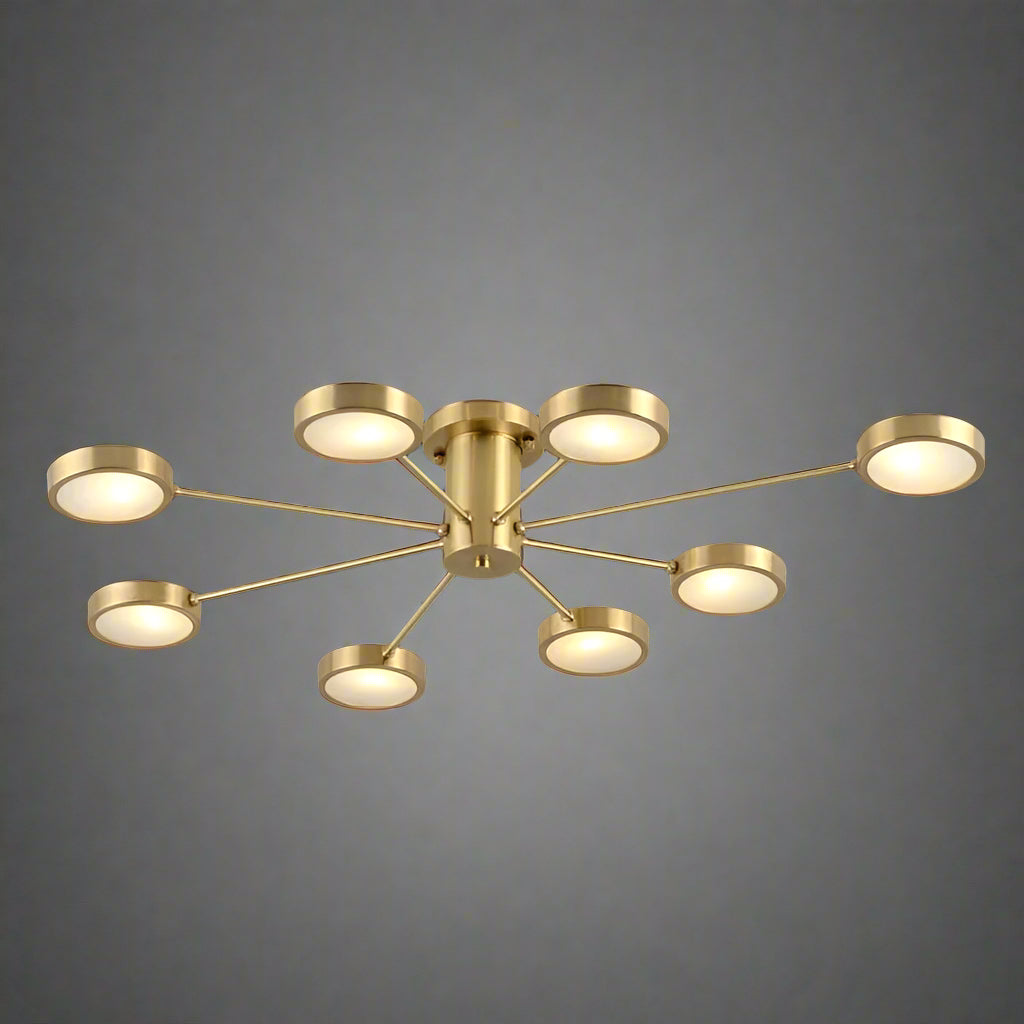 Modern Luxury Copper Semi-flush Mount Ceiling Light for Low Ceilings - Semi-flush Mounts