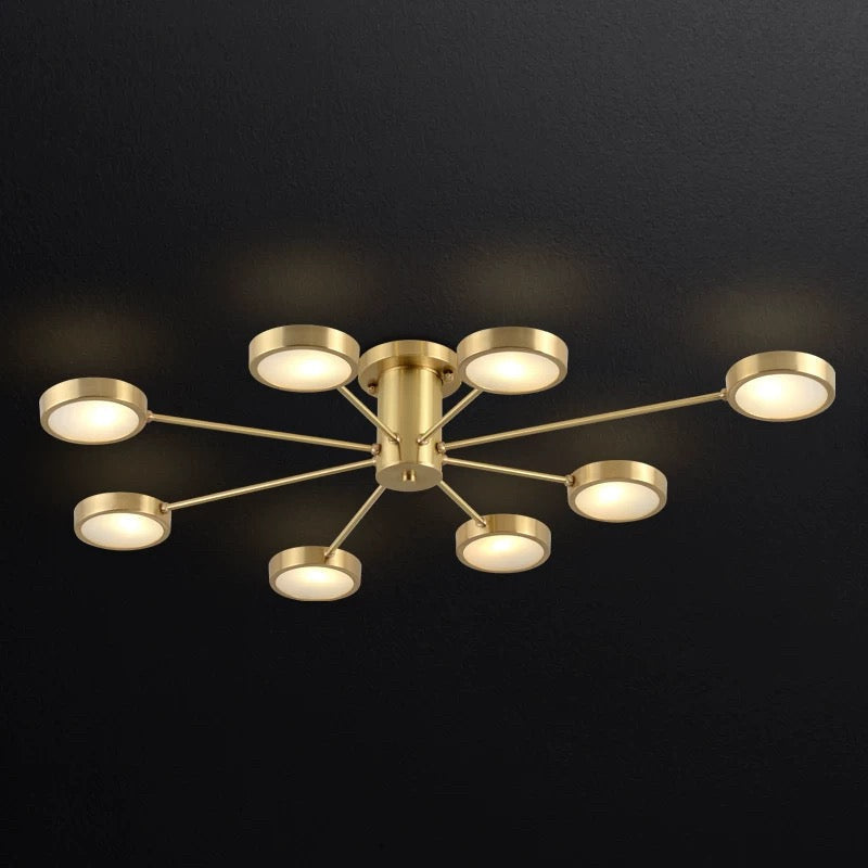 Modern Luxury Copper Semi-flush Mount Ceiling Light for Low Ceilings - Semi-flush Mounts