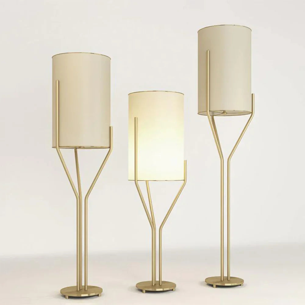 Modern Floor Lamp - Gold Finish Fabric Shade Warm Light Csa Ul Listed Ce - Lamps