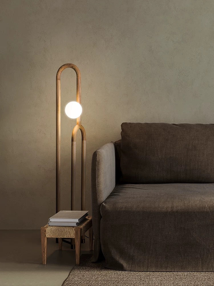 Modern Wood Floor Lamp for Design Living Room in Japandi Contemporary Style - Minimalist Floor Lamps