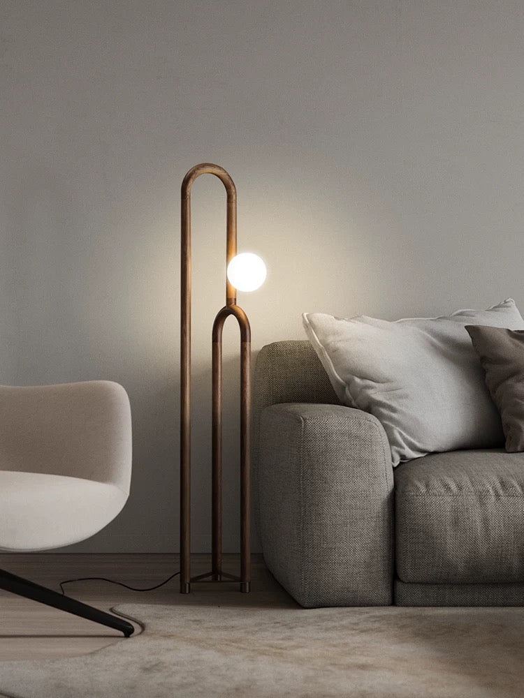 Modern Wood Floor Lamp for Design Living Room in Japandi Contemporary Style - Minimalist Floor Lamps