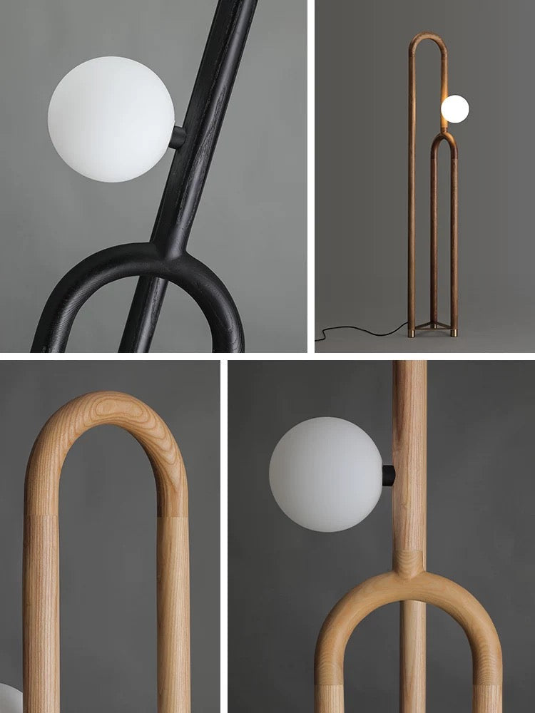 Modern Wood Floor Lamp for Design Living Room in Japandi Contemporary Style - Minimalist Floor Lamps