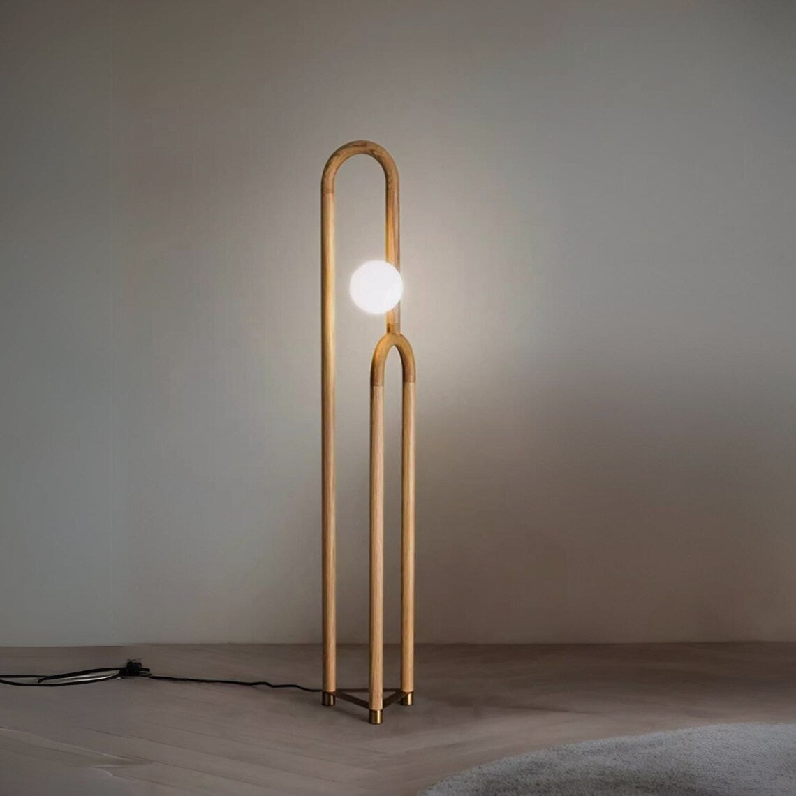 Modern Wood Floor Lamp for Design Living Room in Japandi Contemporary Style - Minimalist Floor Lamps