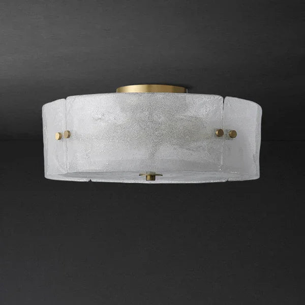 Modern Frosted Glass and Copper Flush Mount - Mounts