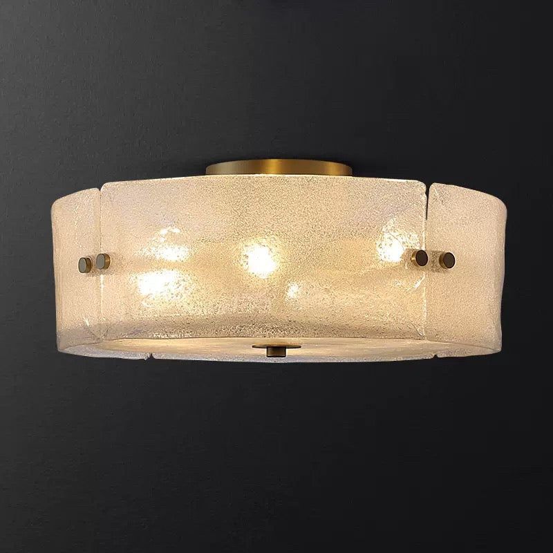 Modern Frosted Glass and Copper Flush Mount - Mounts