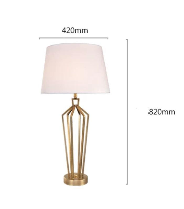 Modern Luxury Gold Table Lamp with Linen Drum Shade – Open Frame Metal Accent for Living Room Bedroom - Lamps