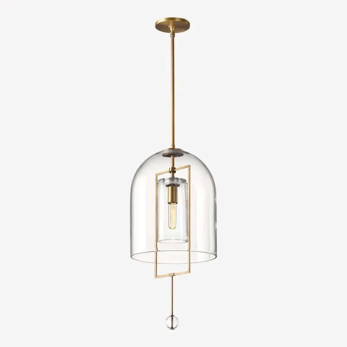 Modern Glass Pendant Light with Copper Accents – Elegant Ceiling Fixture for Kitchen Island or Entryway - Lamps