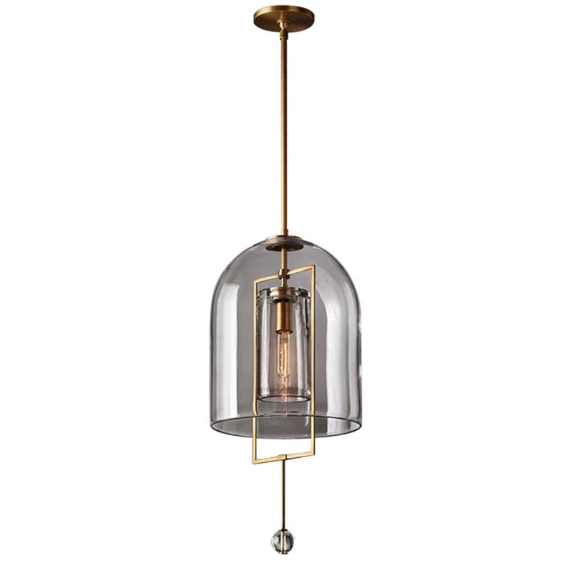 Modern Glass Pendant Light with Copper Accents – Elegant Ceiling Fixture for Kitchen Island or Entryway - Lamps