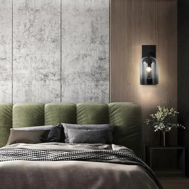 Modern Glass Wall Lamp Bedside Lamps Stairs Living Room Light Fixtures - Sconces