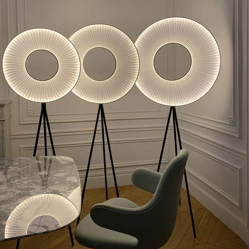 Modern Floor Lamp Fabric Lampshade Halo Lighting For Living Room Bedroom Office - Unique Lamps