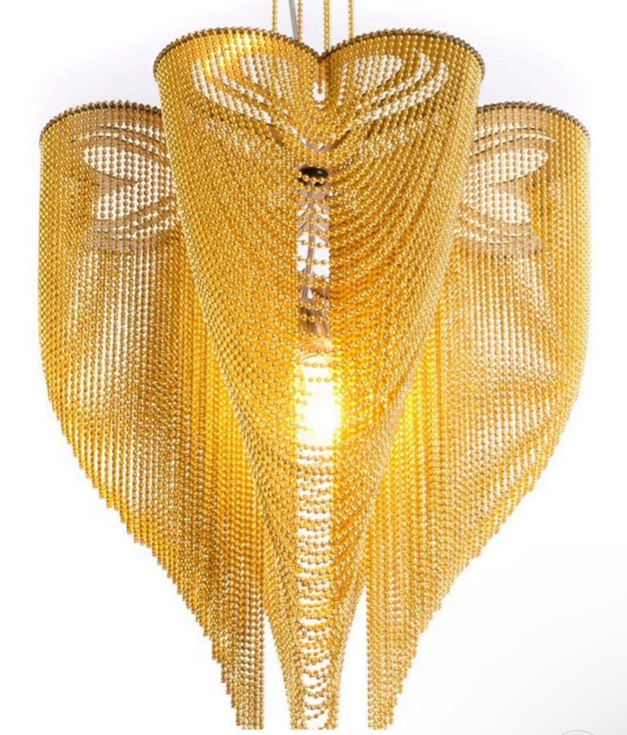 Gold Bead Chandelier – Avant-garde Designer Pendant Light - Chandeliers