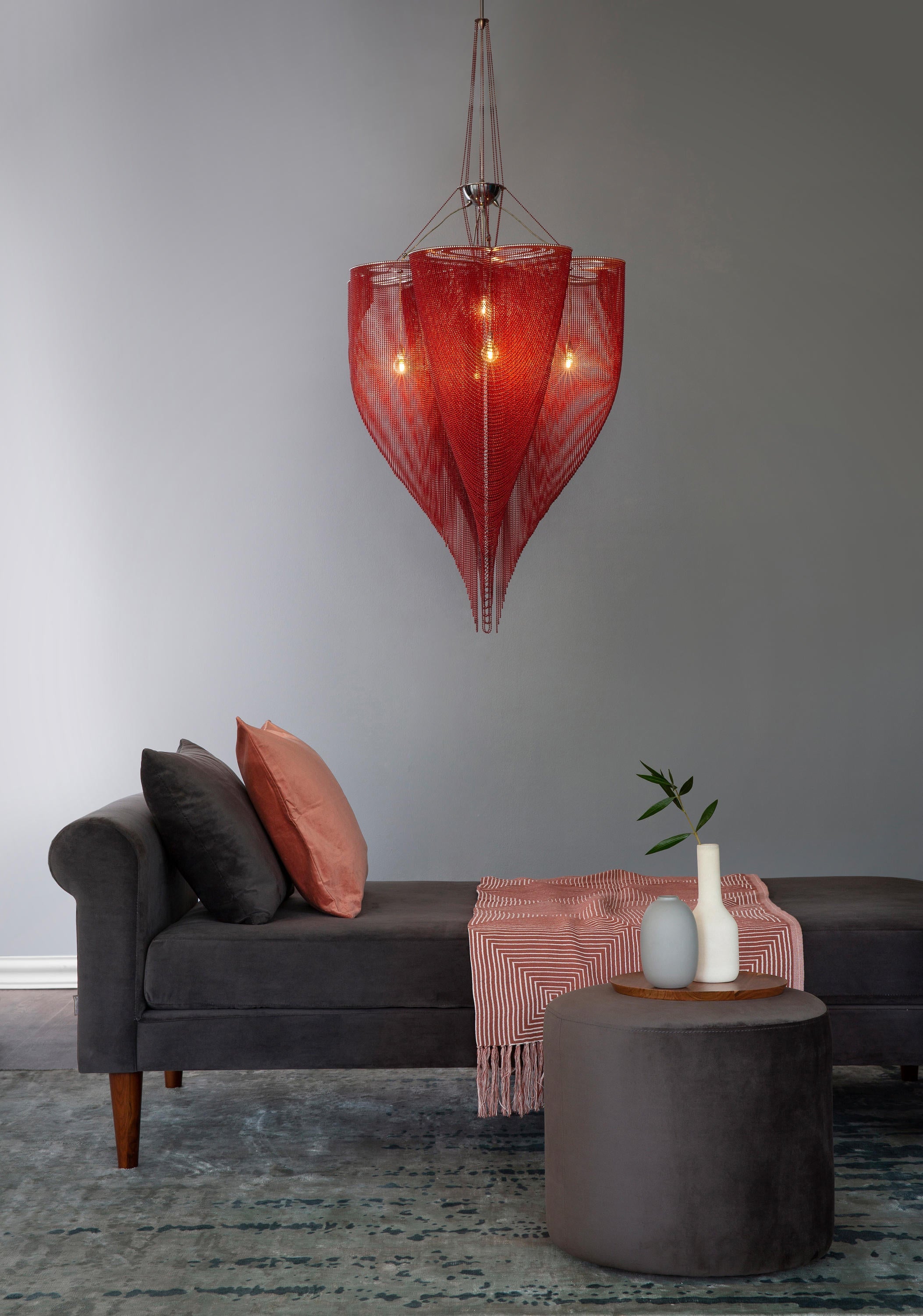 Luxury Clover Mesh Chandelier ?? Modern Lighting with Elegant Metal Drapes for High-end Interiors - Chandeliers