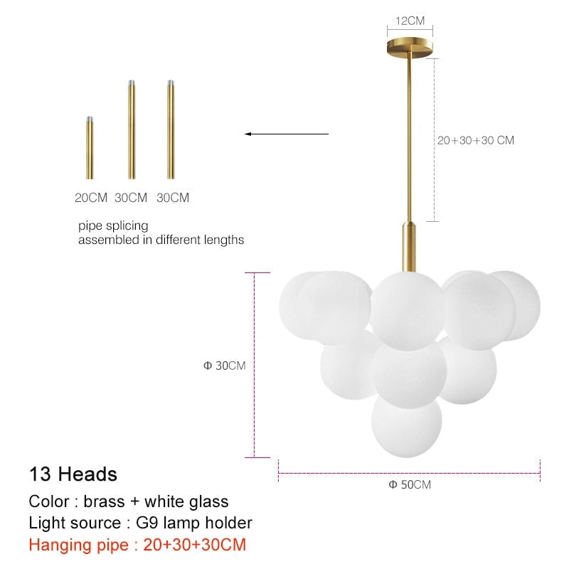 Modern Chandelier Luxury Metal Semi-flush Mount Glass 1-13 Heads Available | Casalola - Mounts
