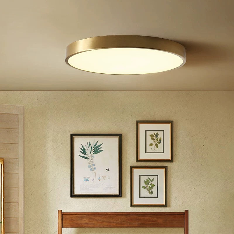 Modern Minimalism Copper Flush Mount Ceiling Light for Low - Mounts