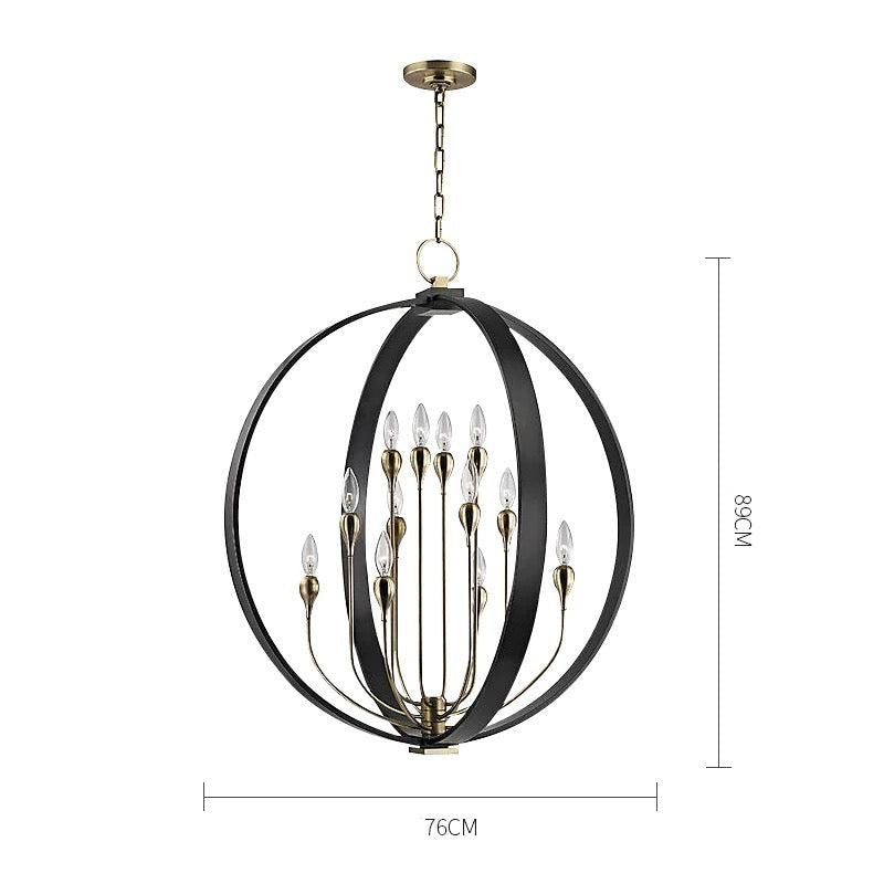 Modern Orb Candelabra Chandelier with Brass and Iron – Statement Lighting for Dining Room or Entryway - Pendant Lamps