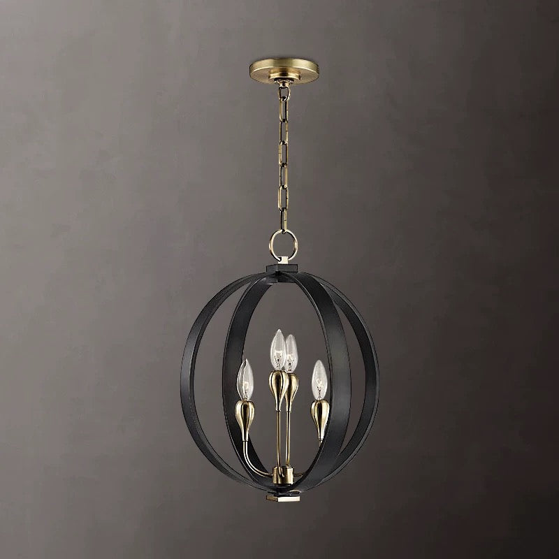 Modern Orb Candelabra Chandelier with Brass and Iron – Statement Lighting for Dining Room or Entryway - Pendant Lamps