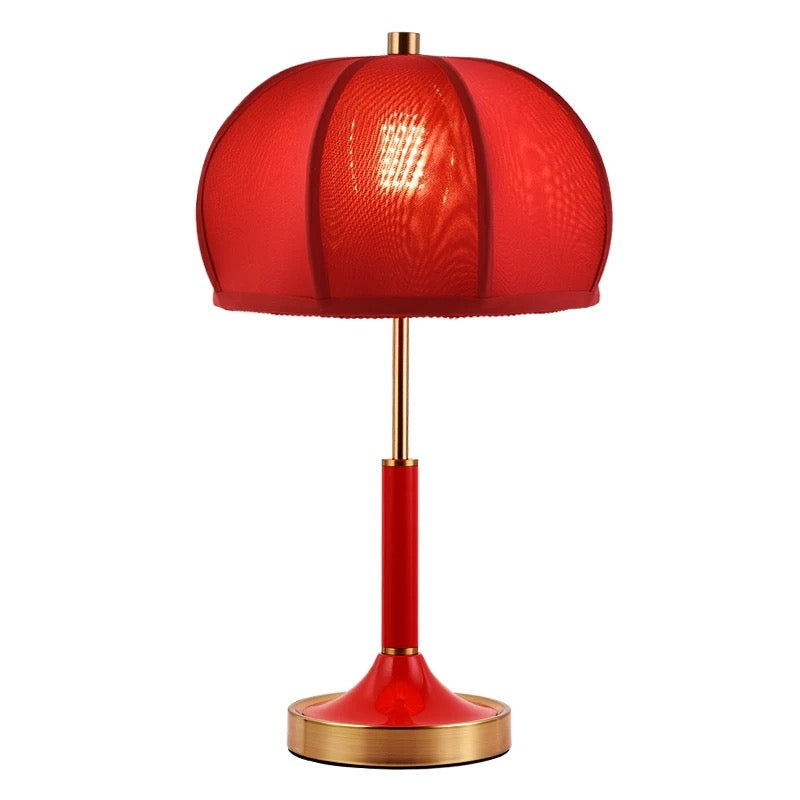 Modern Table Lamp with White Fabric Shade and Brass Accents – Elegant Lighting for Bedroom or Living Room