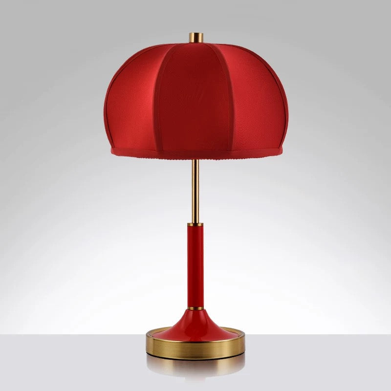 Modern Table Lamp with White Fabric Shade and Brass Accents – Elegant Lighting for Bedroom or Living Room