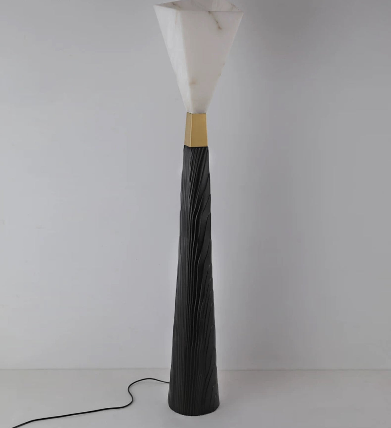 Designer Resin Black and Gold Floor Lamp - Modern Sculptural Design - Lamps