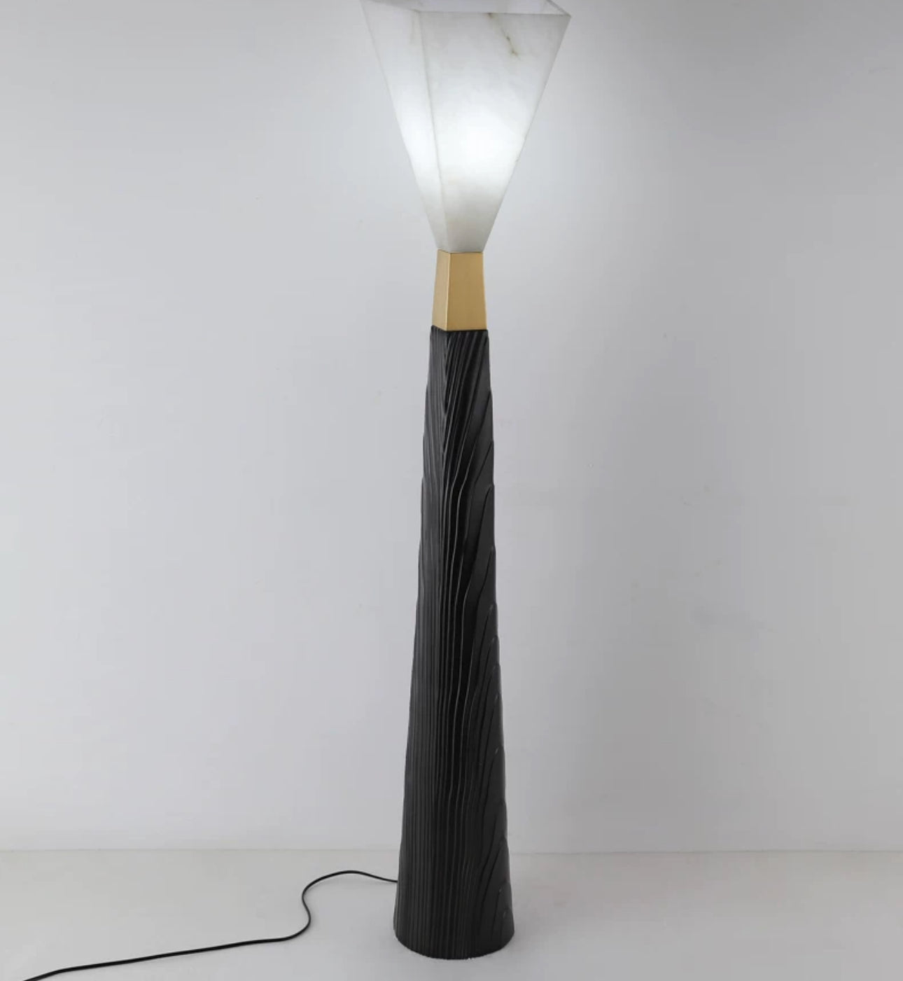 Designer Resin Black and Gold Floor Lamp - Modern Sculptural Design - Lamps