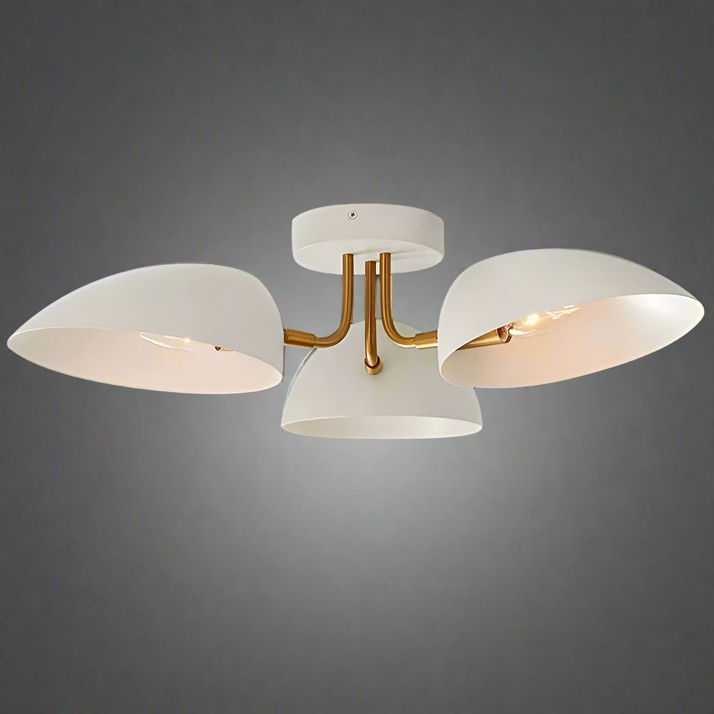 Modern Semi-flush Mount Ceiling Light for Low Ceilings – 3-light Fixture with White Acrylic Shades - Semi-flush Mounts