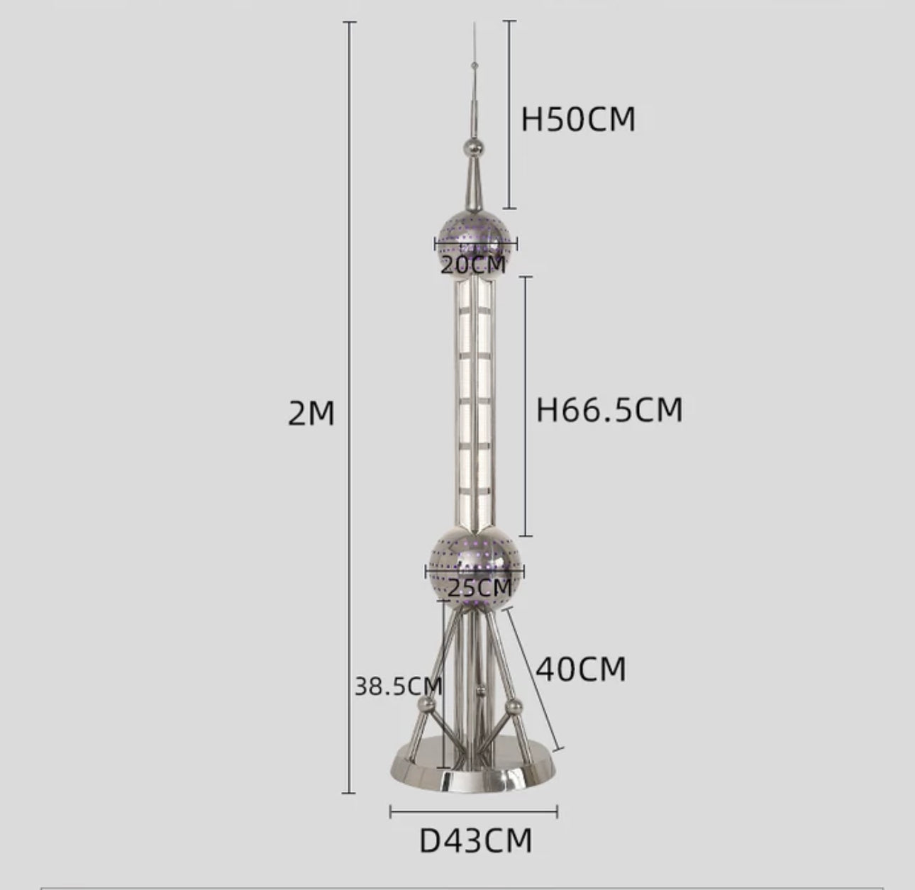 Stainless Steel Led Tower Lamp - 200cm Tall Sleek Modern Design - Floor Lamps