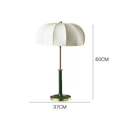 Modern Table Lamp with White Fabric Shade and Brass Accents – Elegant Lighting for Bedroom or Living Room