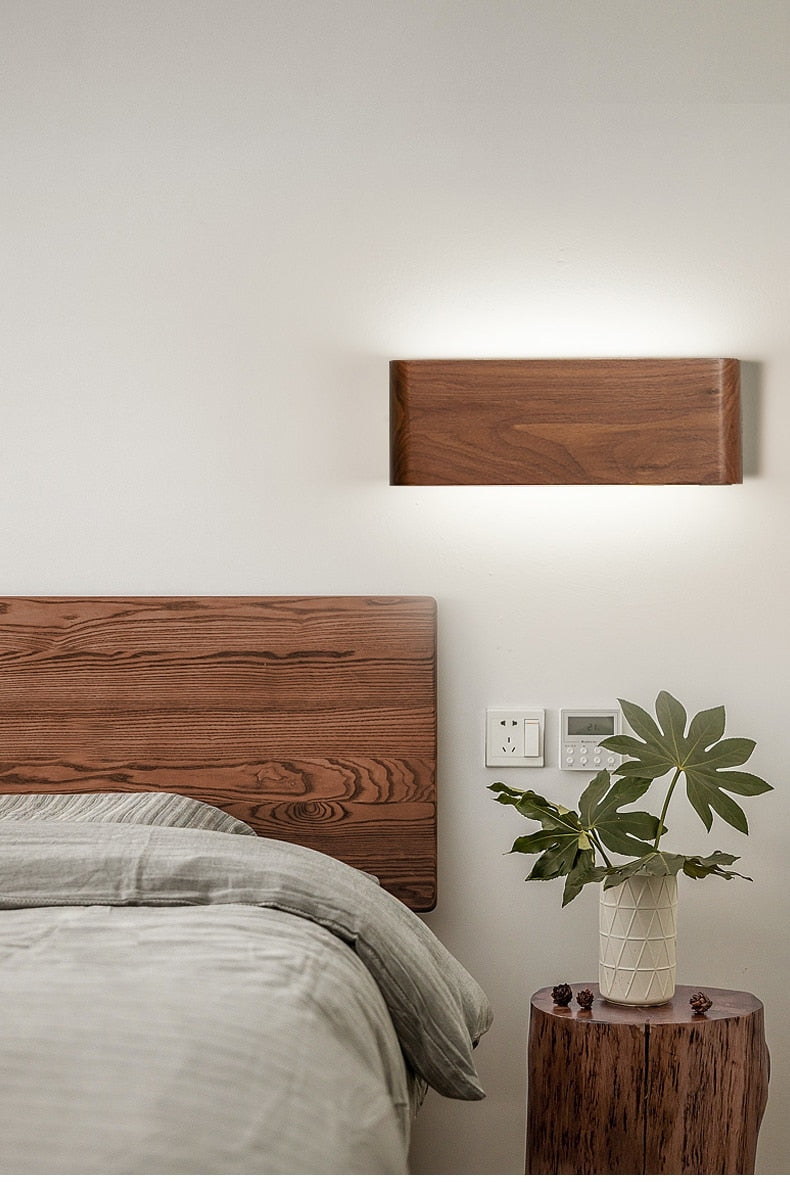 Modern Walnut Wall Light Fixtures For Living Room Bedroom Dining - Minimalist Lamps