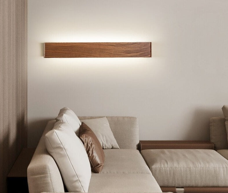 Modern Wooden Led Wall Light ?? Minimalist Walnut Finish Rectangular Sconce for Bedrooms and Hallways - Lamps