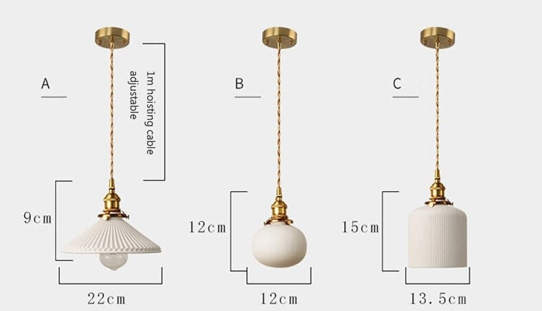 Elegant White Pendant Lamps | Ceramic Hanging Lights | 1-lights For Living Room Bedroom Kitchen - Lamps