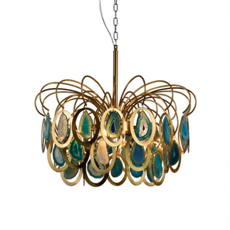Modern Chandelier Featuring Natural Real Agate | 5-lights And 8-lights | Casalola - Chandeliers