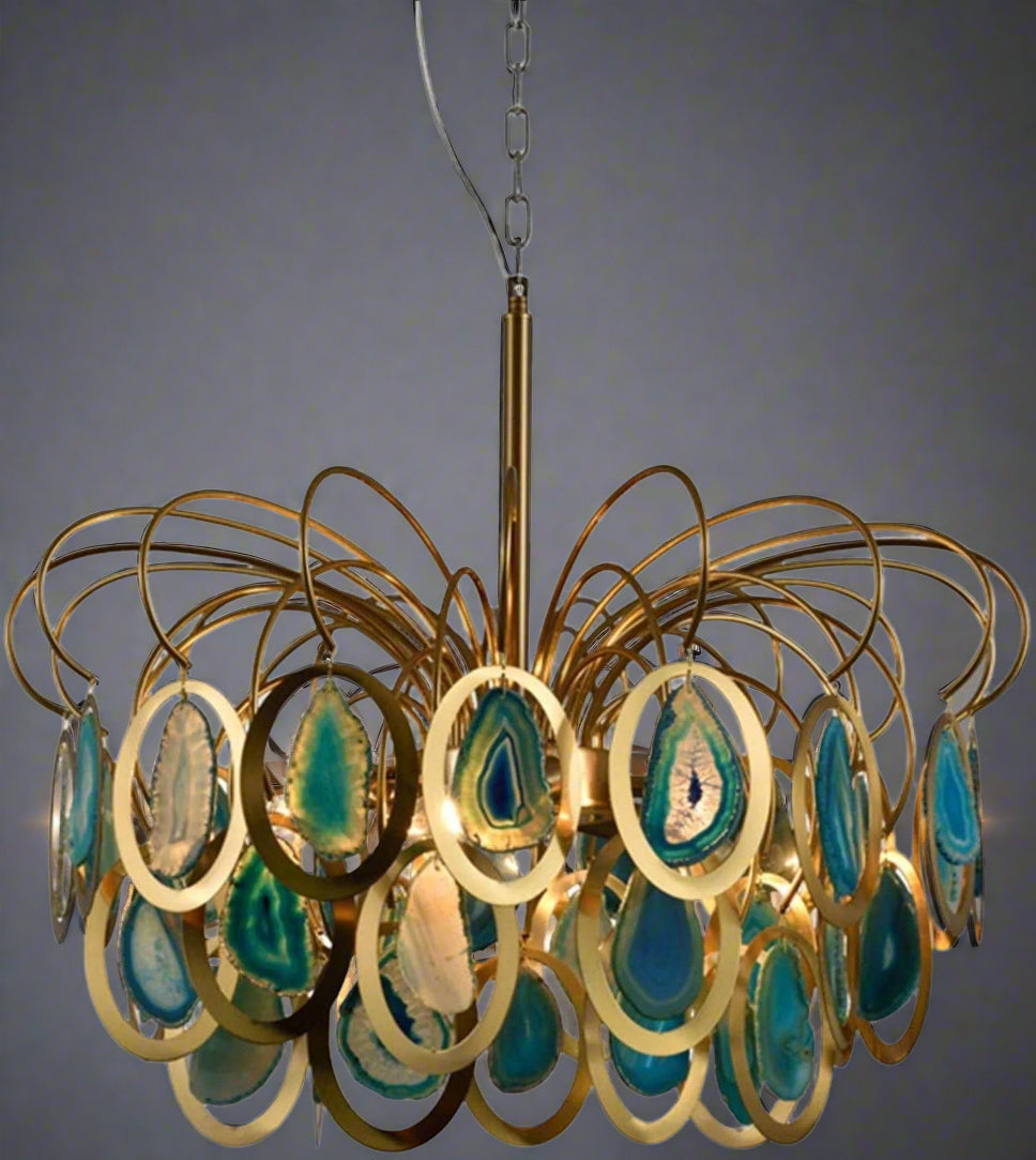 Modern Chandelier Featuring Natural Real Agate | 5-lights and 8-lights | Casalola - Chandeliers