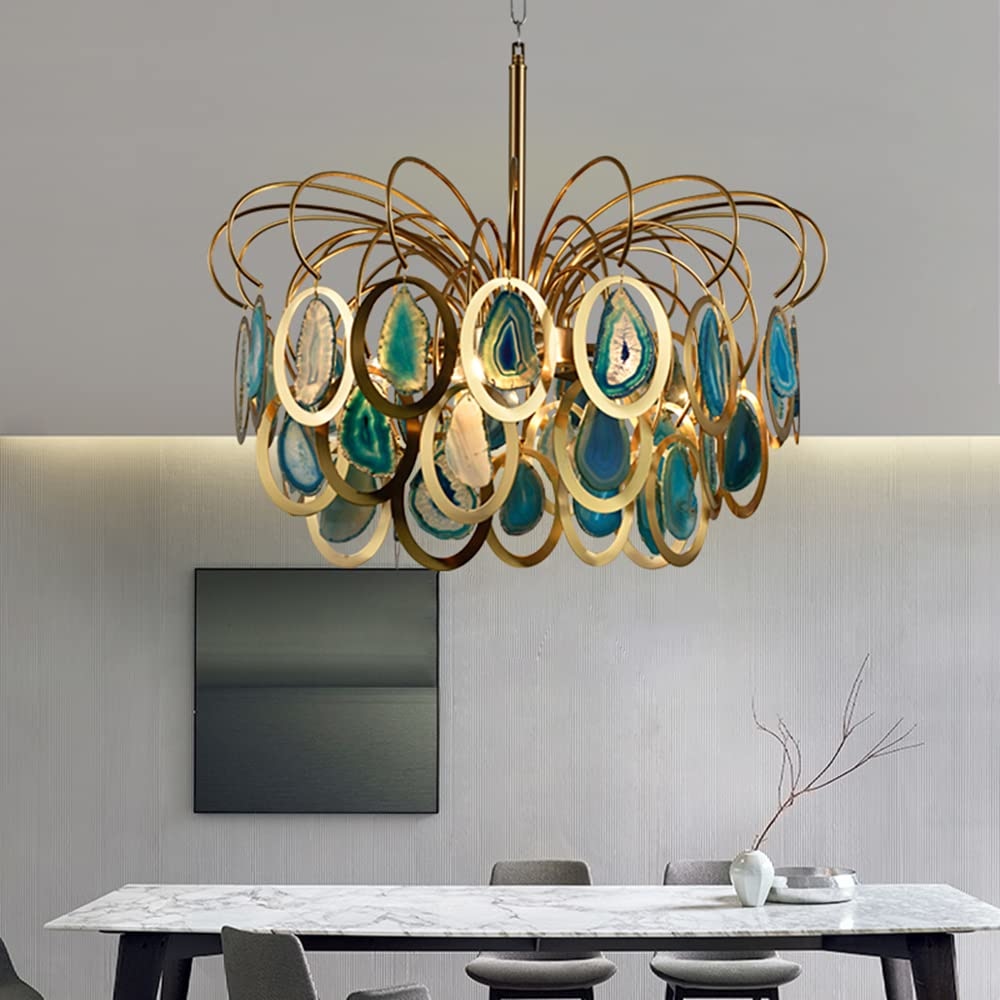 Modern Chandelier Featuring Natural Real Agate | 5-lights And 8-lights | Casalola - Chandeliers
