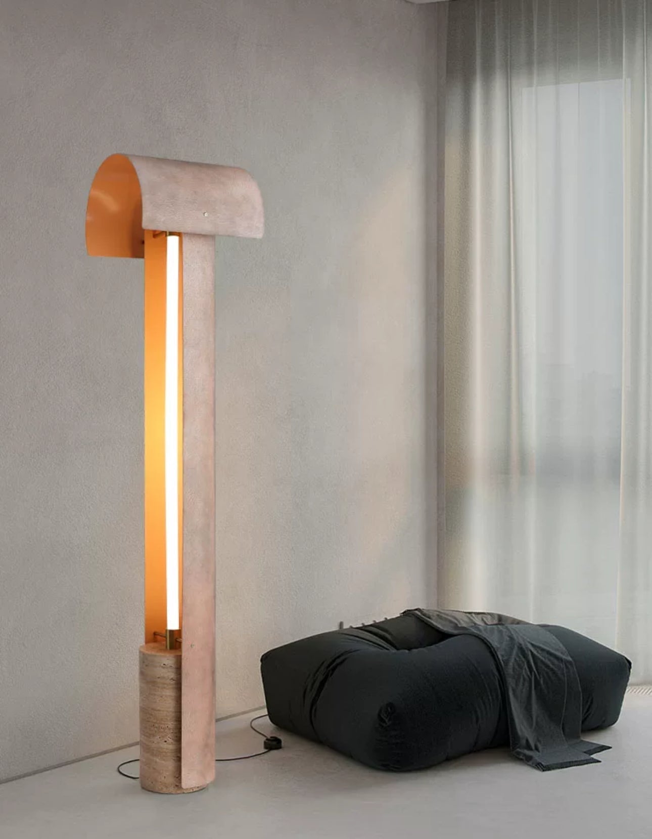 Floor Lamp - Natural Travertine Stone Led 161cm High - Modern Lamps