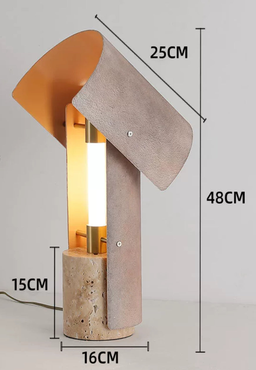 Table Lamp - Natural Travertine Stone Led 48cm High - Modern Floor Lamps