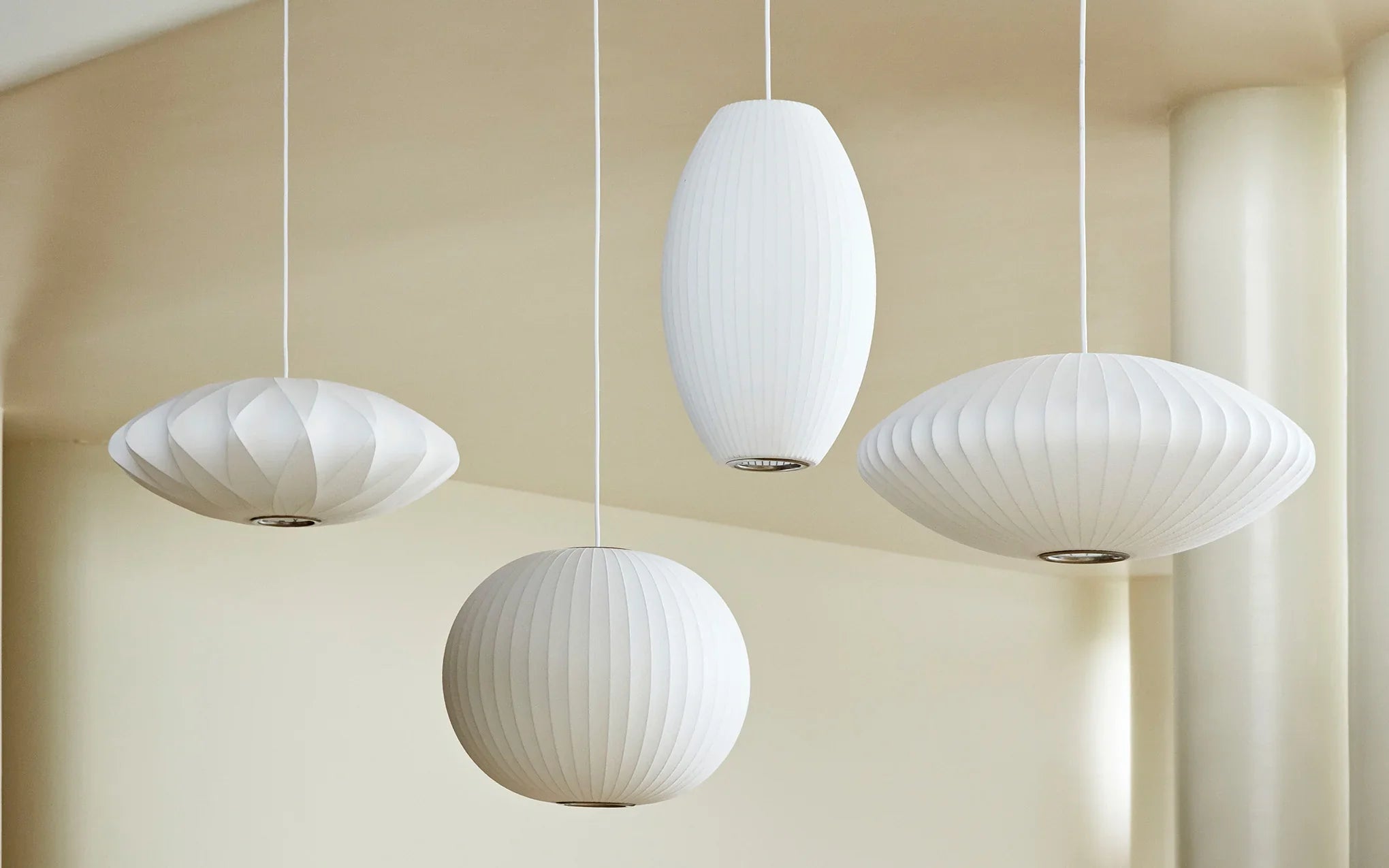 Nelson Bubble Pendant Lamp | White Silk Ceiling Lamps | Bedroom Living Room Lighting | Casalola - Lamps